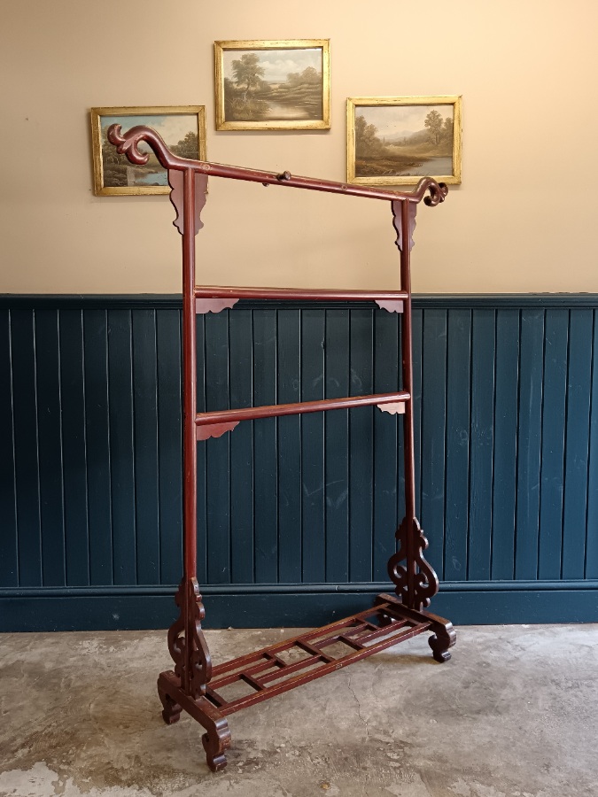 Antique Late 19th Century Chinese Lacquered Clothes Rack  Robe Stand   (1).jpg